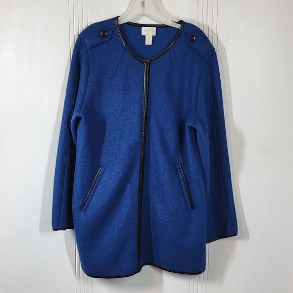 Chico's Blue Wool Blend Jacket - Picture 1 of 10